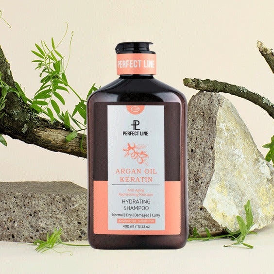 Shampoo hidratante de keratina con aceite de argán